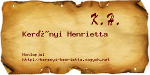 Kerényi Henrietta névjegykártya